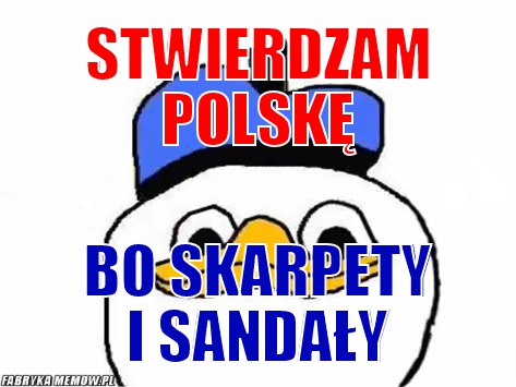 Stwierdzam polskę – stwierdzam polskę bo skarpety i sandały