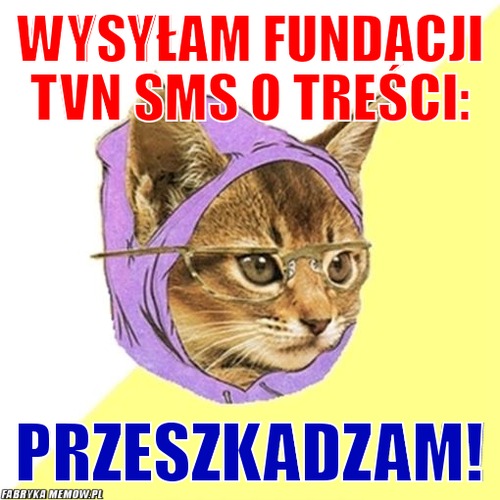 Wysyłam Fundacji TVN SMS o treści: – Wysyłam Fundacji TVN SMS o treści: Przeszkadzam!