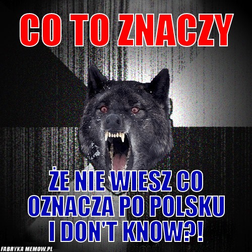 Co to znaczy – Co to znaczy Że nie wiesz co oznacza po polsku I don\'t know?!