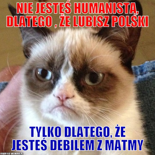 Nie jestęś humanistą, dlatego , że lubisz polski – nie jestęś humanistą, dlatego , że lubisz polski tylko dlatego, że jesteś debilem z matmy