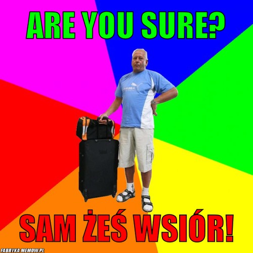 Are you sure? – are you sure? sam żeś wsiór!