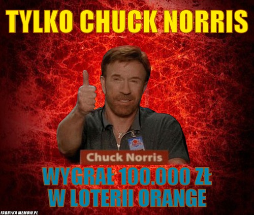 Tylko chuck norris – Tylko chuck norris wygrał 100.000 zł w loterii orange
