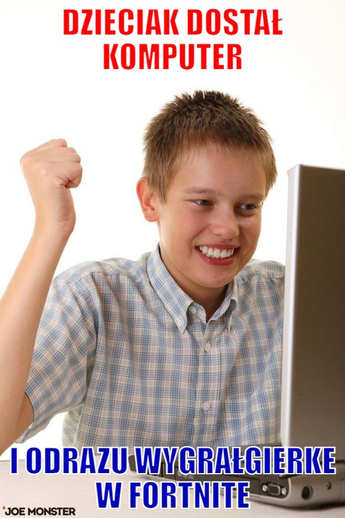 Dzieciak dostał komputer – Dzieciak dostał komputer i odrazu wygrałgierke w fortnite